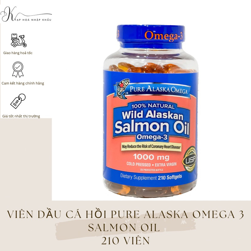 [DATE 2024] PURE ALASKA OMEGA 3 WILD Sandal OIL SALMON OIL 1000MG 210