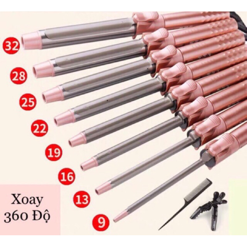 Korean 360 ROTATION HAIR CURLER NEW MODEL PINK COLOR INCLUDED 1 COMB 2 ...