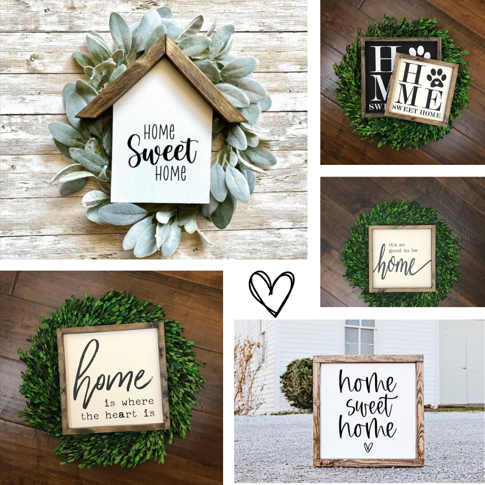 (Not Including Leaf Ring) Home Sweet Home Wooden Sea vintage Style, Wellcome Sign Decorative Living Room Wall