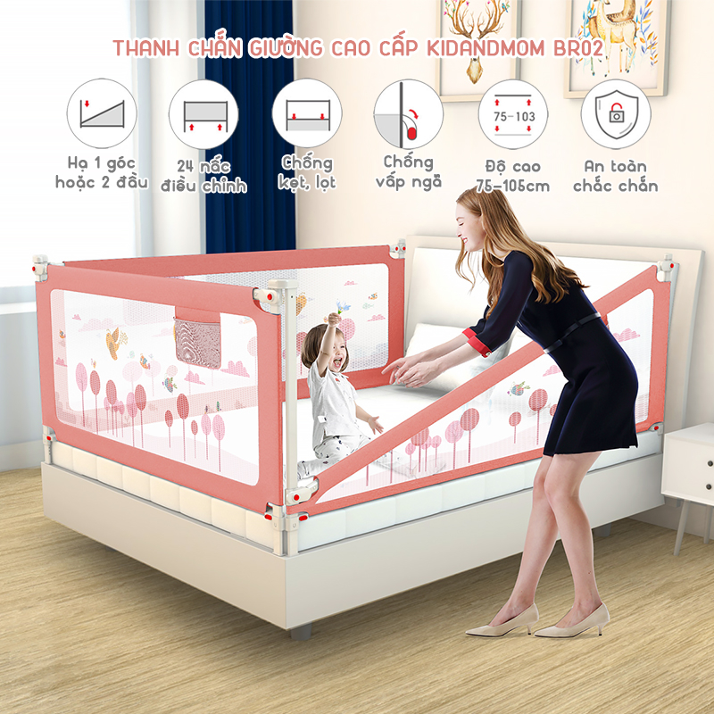 Bed Bar For Baby Kidadmom BR02 105cm Tall, AntiJamming, AntiTumble, 1