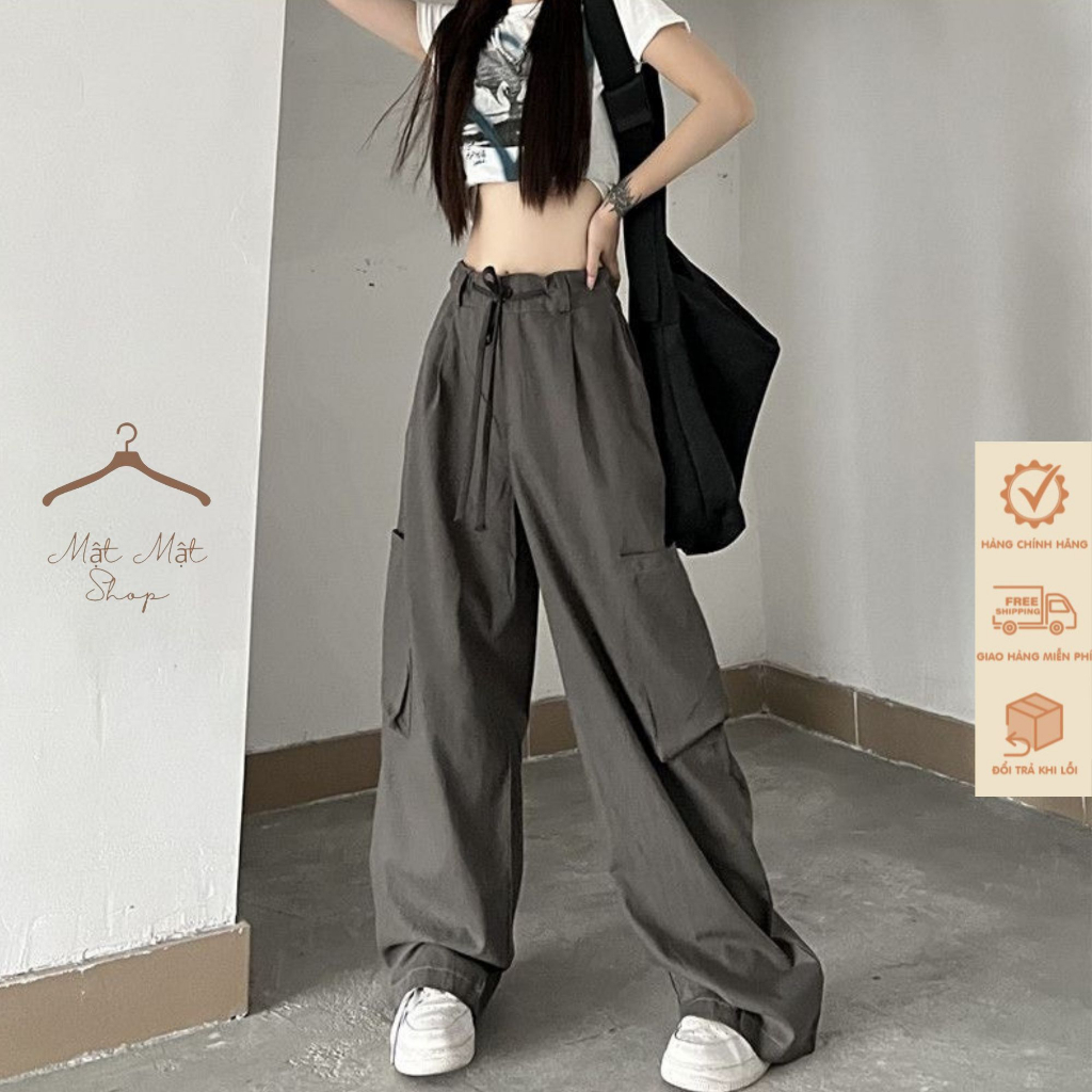 Wide Tube Pants, High Waistband Design Pants With Drawstring With 2 ...