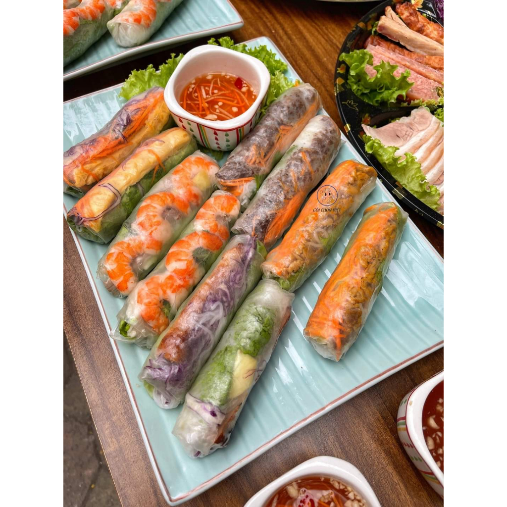 Ultra-thin rice paper rolled in instant salad without dipping in water ...