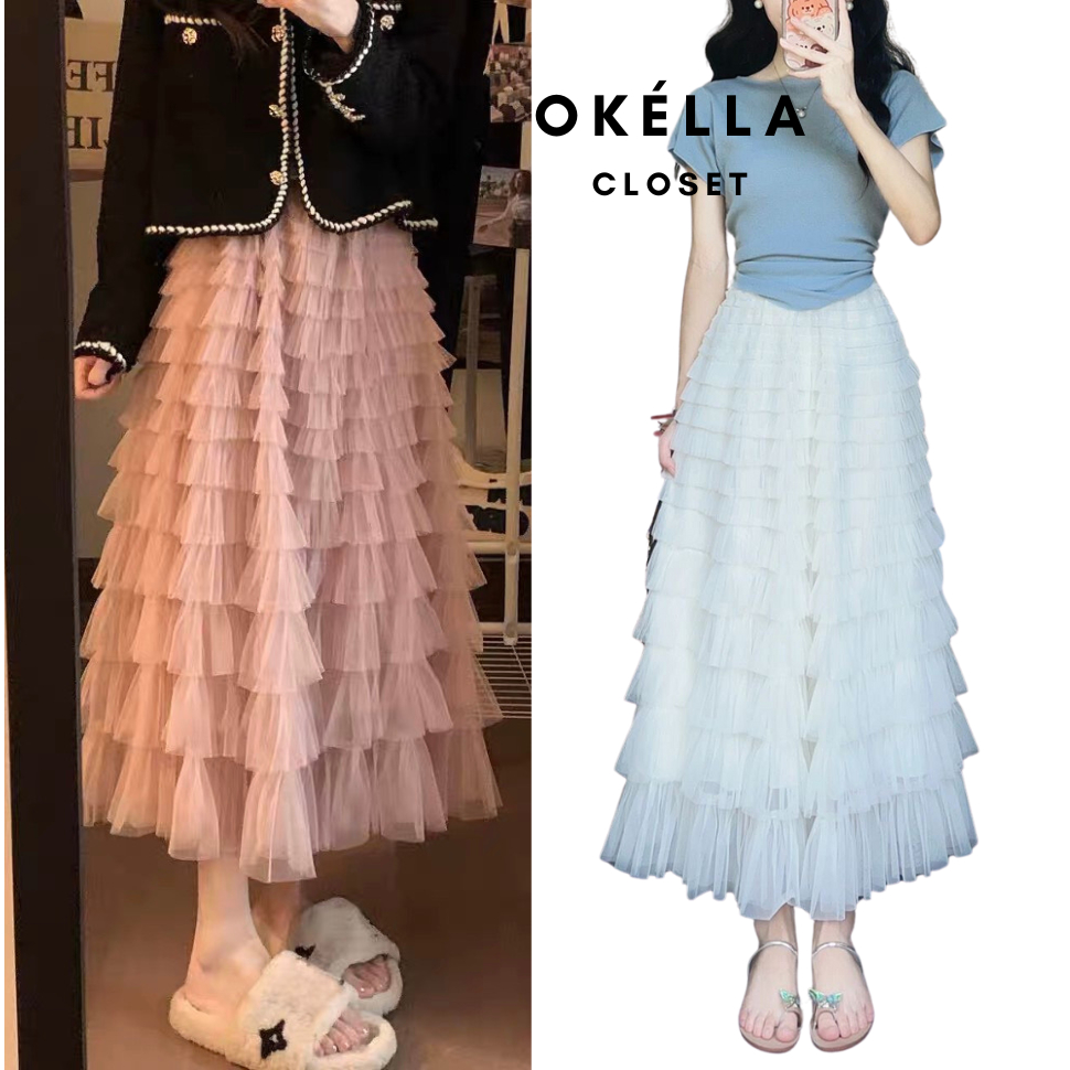 Layered Waistband Flared Midi Skirt