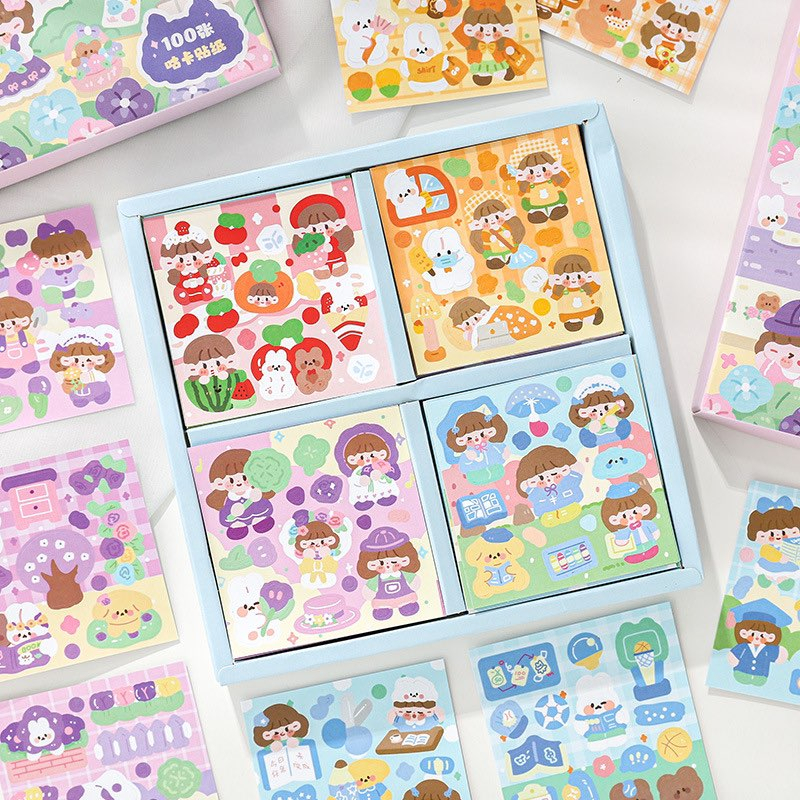 Cute stickers/Box of 100 cute stickers Hand account decorative stickers ...
