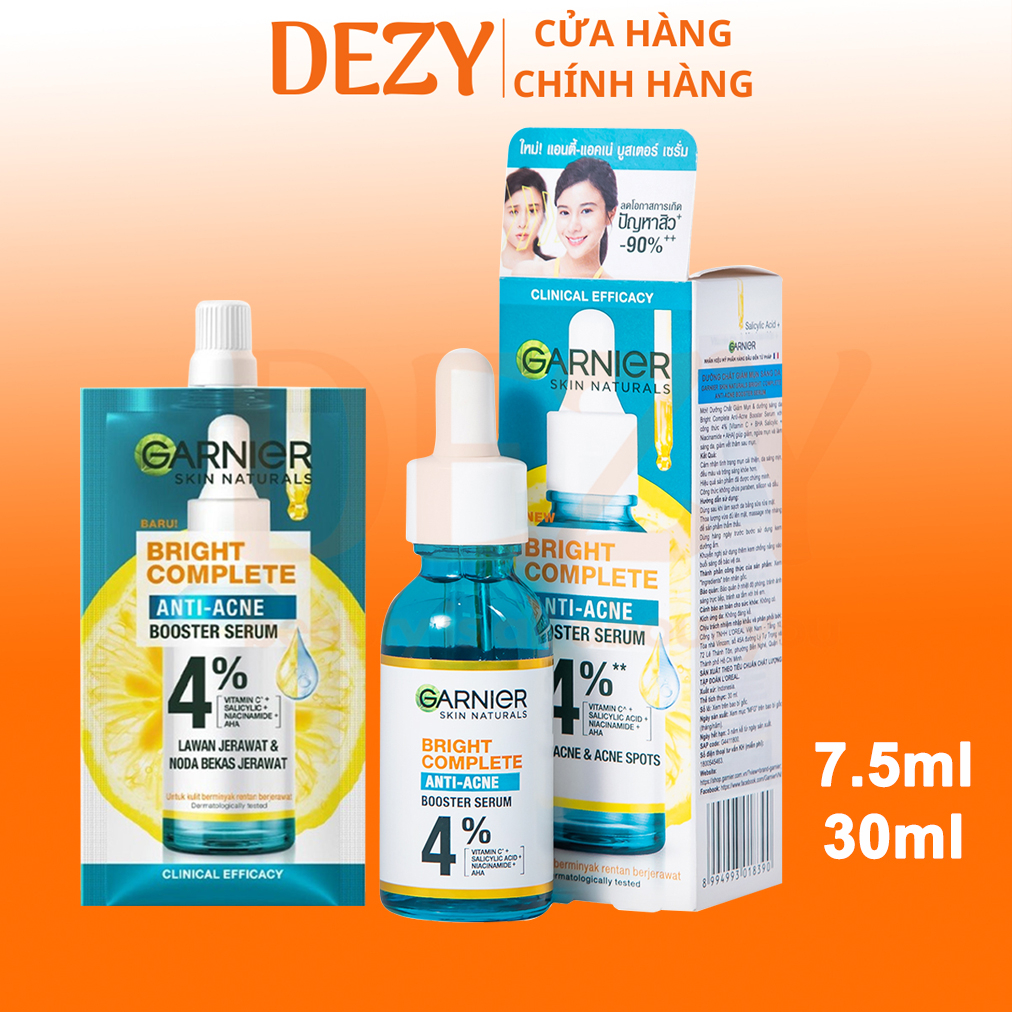 Garnier Serum Reduce Acne Blurring Acne Oily Skin 30ml BHA Salicylic Niacinamide AHA Vitamin C