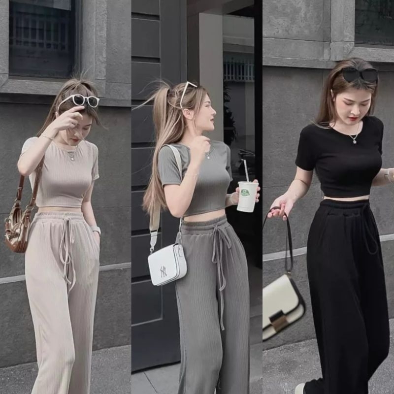 Set Ms6367 Women'S Clothing Set With Elastic Waistband Pants, Real Picture
