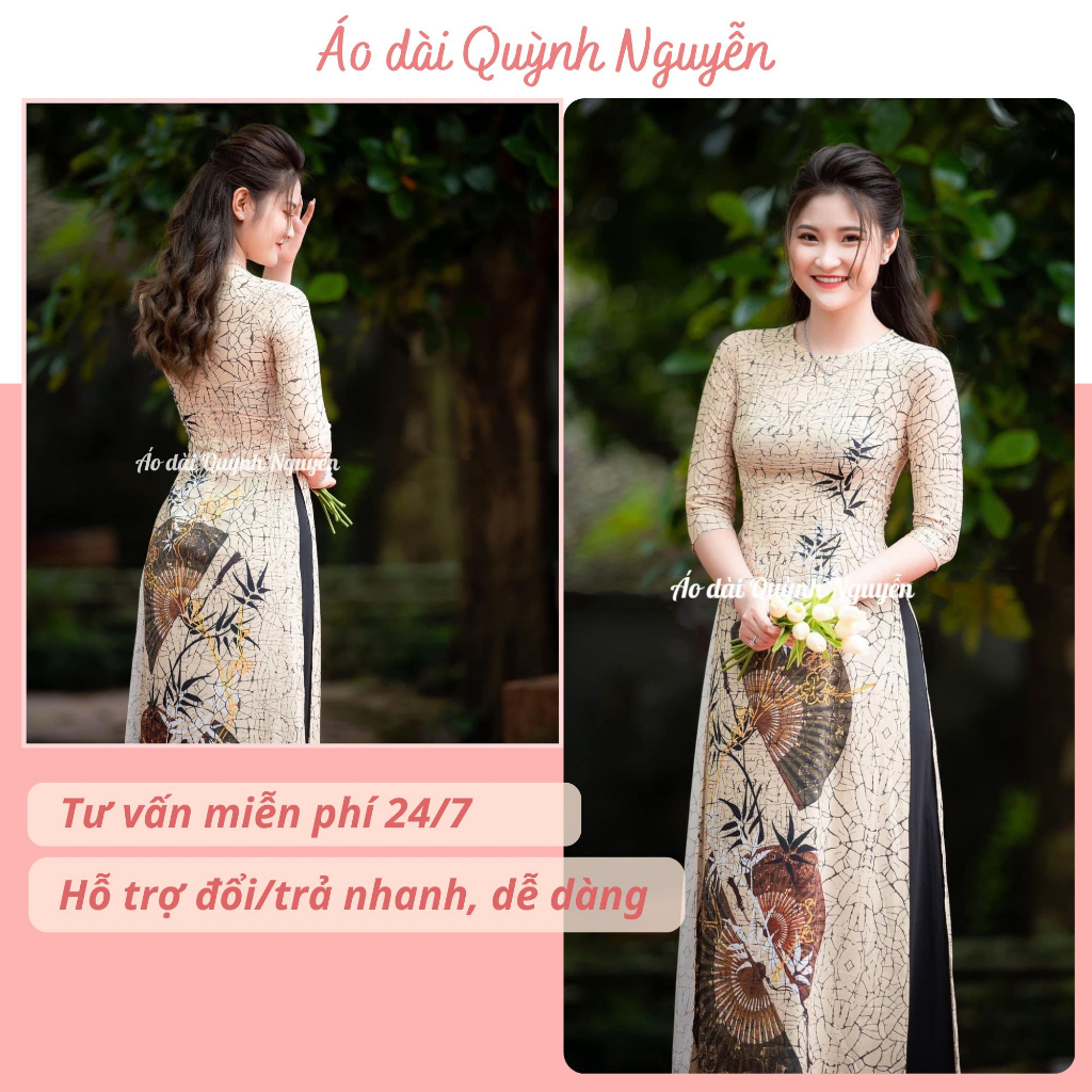 Ao dai, women's ao dai with sharp 6d printing, delicate and luxurious ...