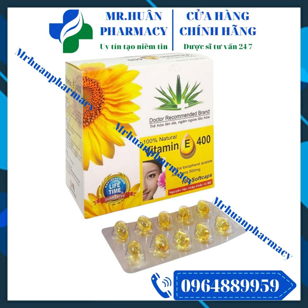 Vitamin E 400 (Box Of 100 Tablets) - Skin Rejuvenation, Anti-Aging