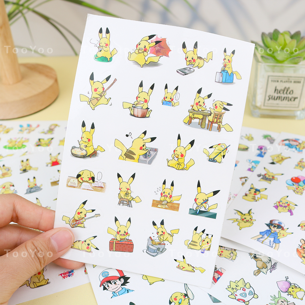 Pokemon Pikachu sticker sheet 10 x 15cm with many cute patterns TooYoo ...