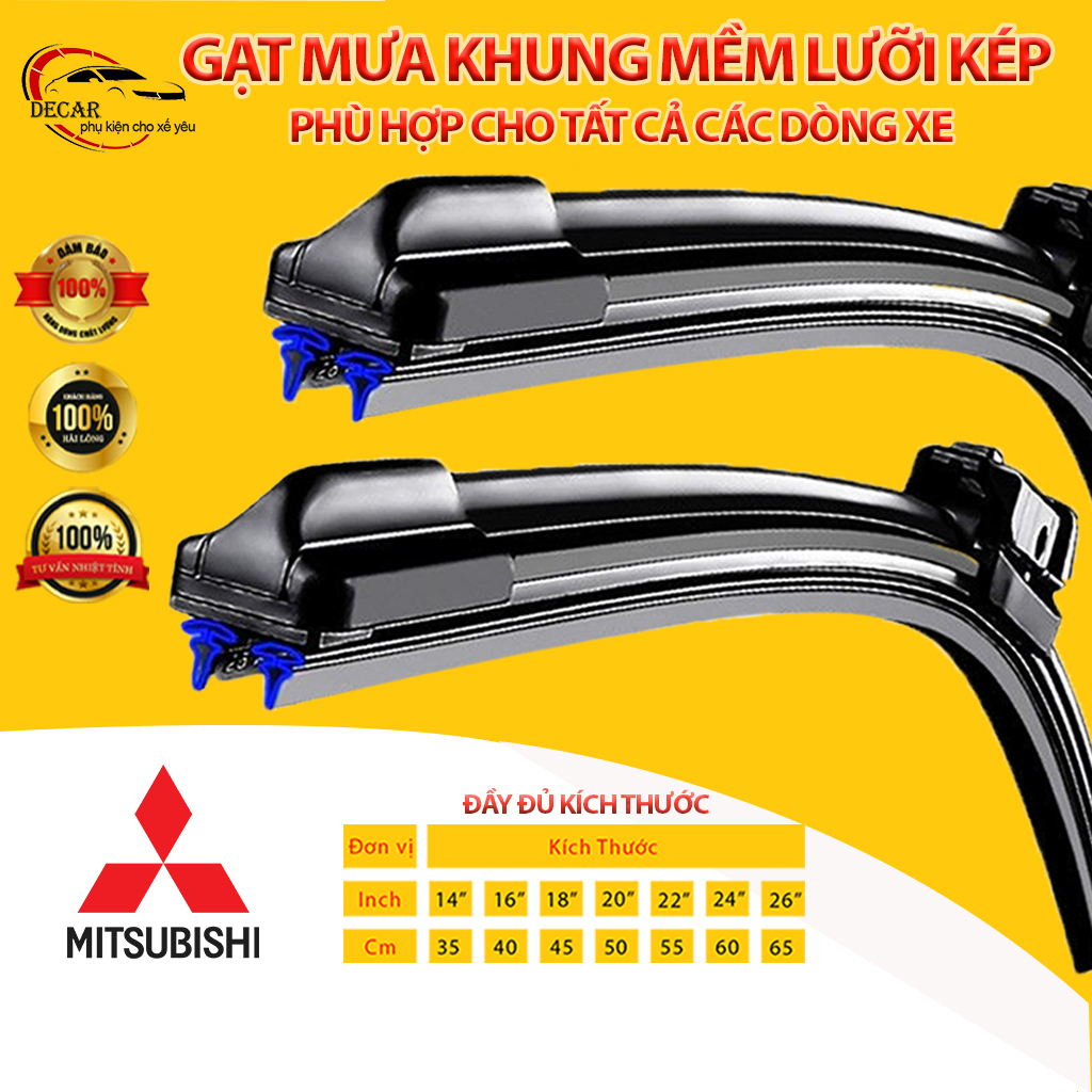 Premium Silicone Double Blade Rain Wiper Set For Mitsubishi Xpander, Triton, Pajero, Attrage