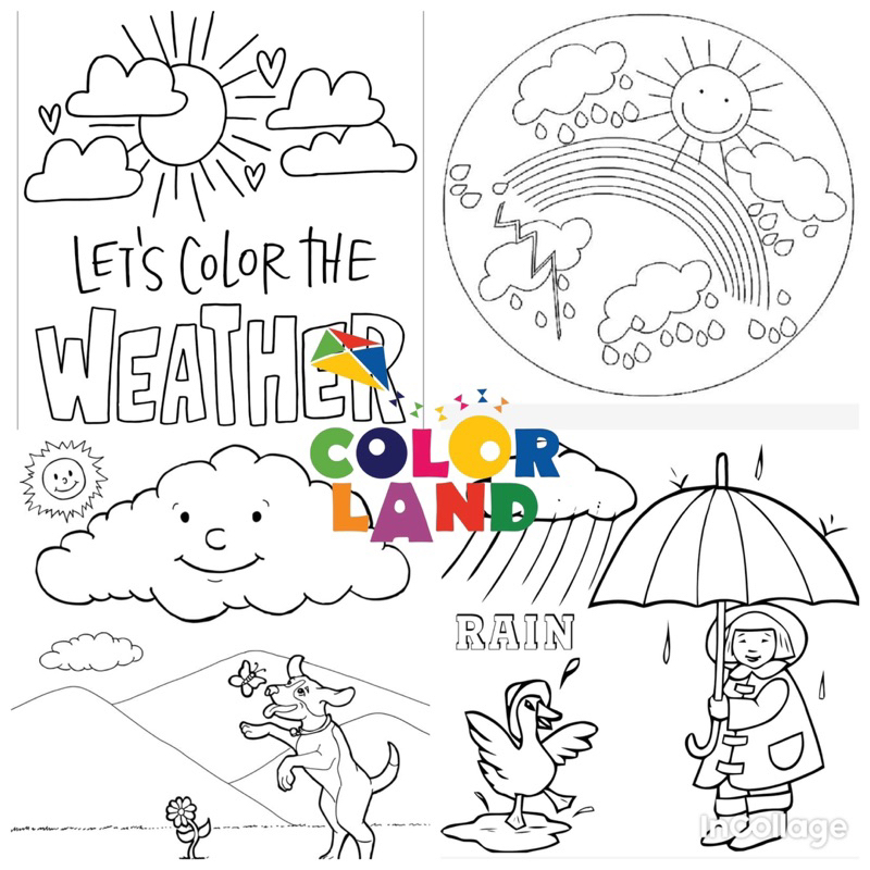 Weather - Set Of 10 A4 A5 Coloring Pictures For Wax, Lead Coloring ...