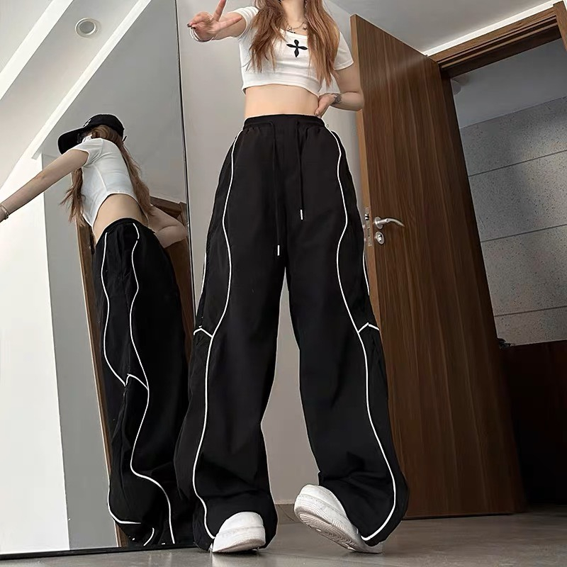 Millennia Drawstring Waist Wide Leg Sports Pants with Pockets