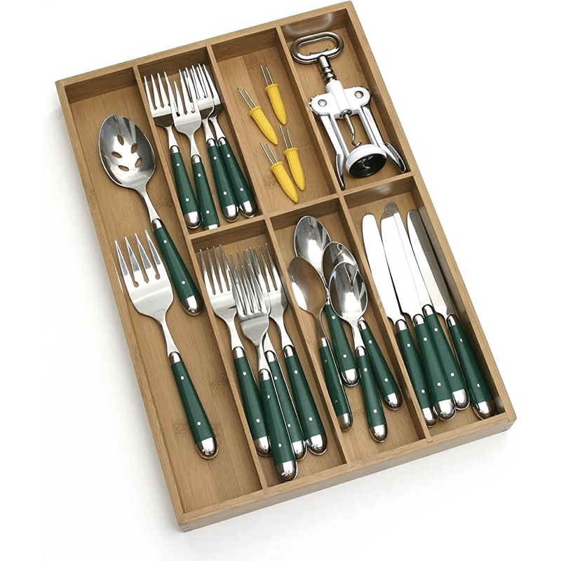 High quality bamboo wood kitchen spoon tray, convenient compartment ...