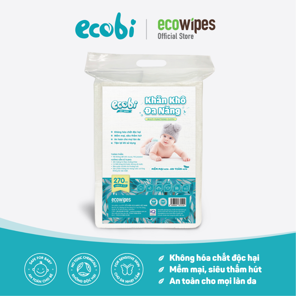Ecobi MultiPurpose Dry Towel 270Sheet Bag Safe For Babies, Used