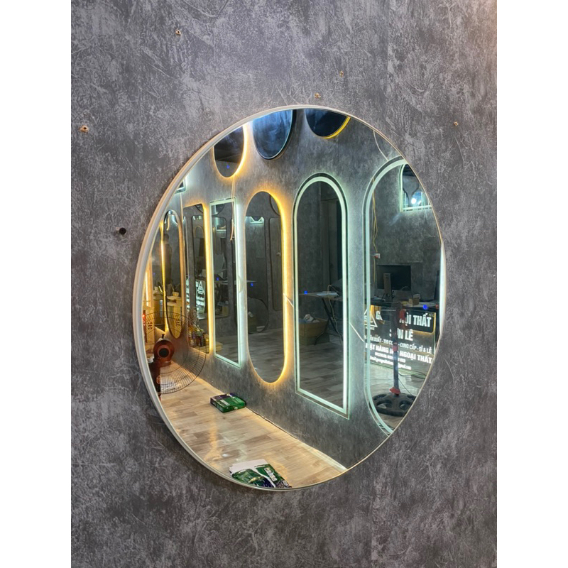 Round mirror with powder-coated steel rim, diameter D50cm, D60cm ...