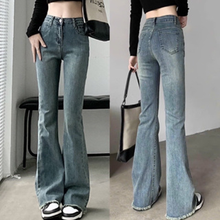 Women's Bell Bottom Jeans Butterfly Embroidery Destoryed Ripped Flare Jeans  Raw Hem Denim Pants at  Women's Jeans store
