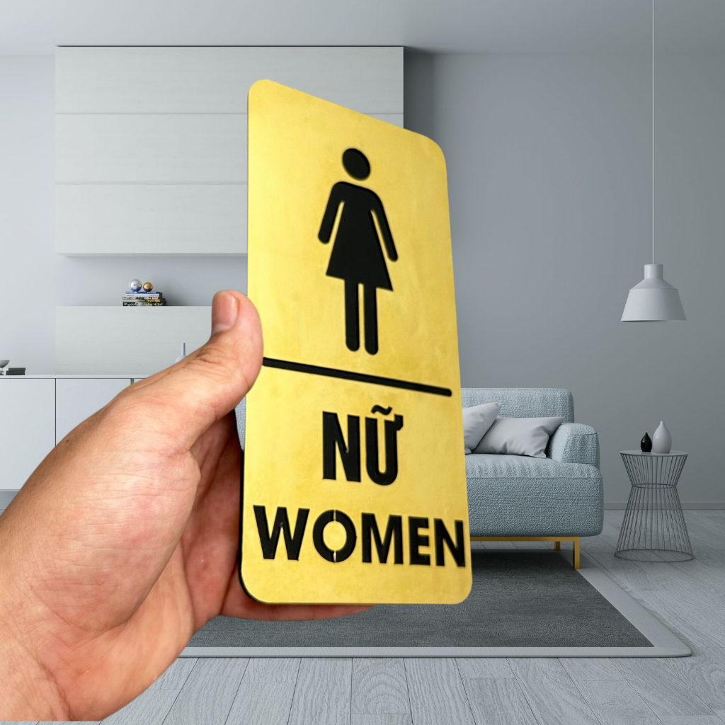 Wc Sign, Stainless Steel + Sunken Black Letters, Double-Sided Adhesive ...