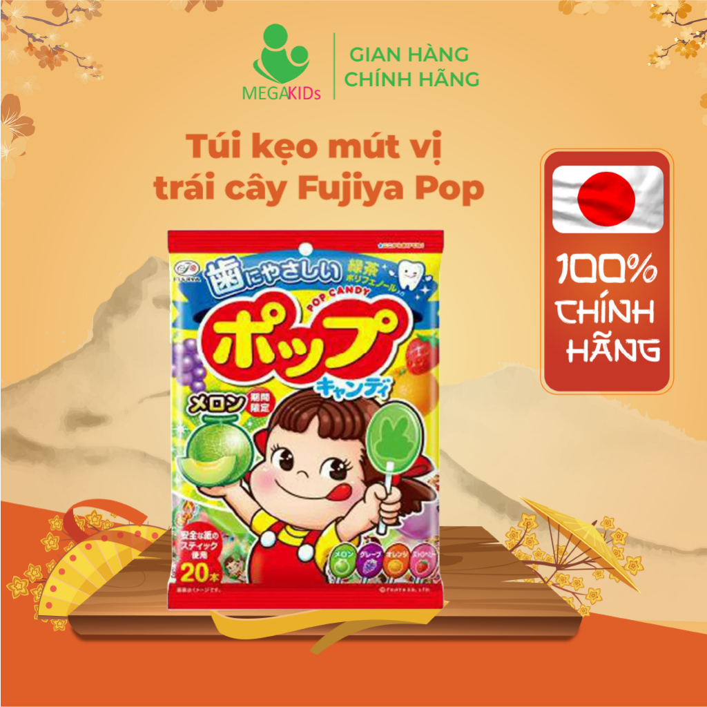 Fujiya Pop Fruit Flavored Lollipop Bag 20 Pieces + 6 Pieces (Pack
