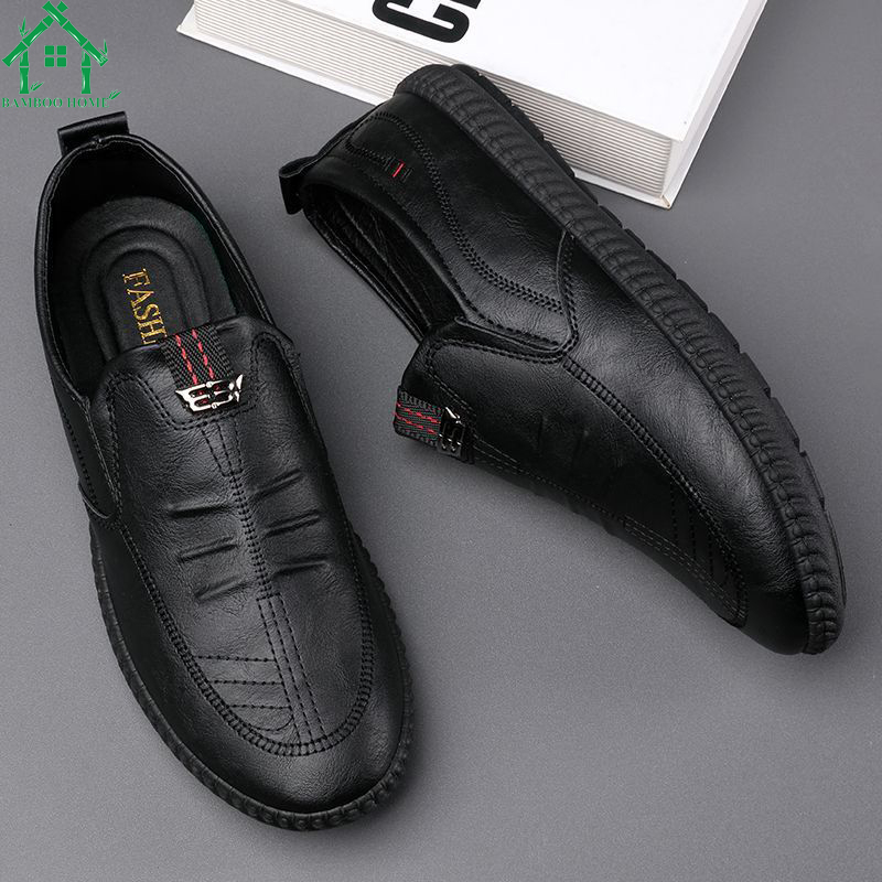 Suede Slip Ons Round Toe Minimalistic Style Easy On And Off For Men ...