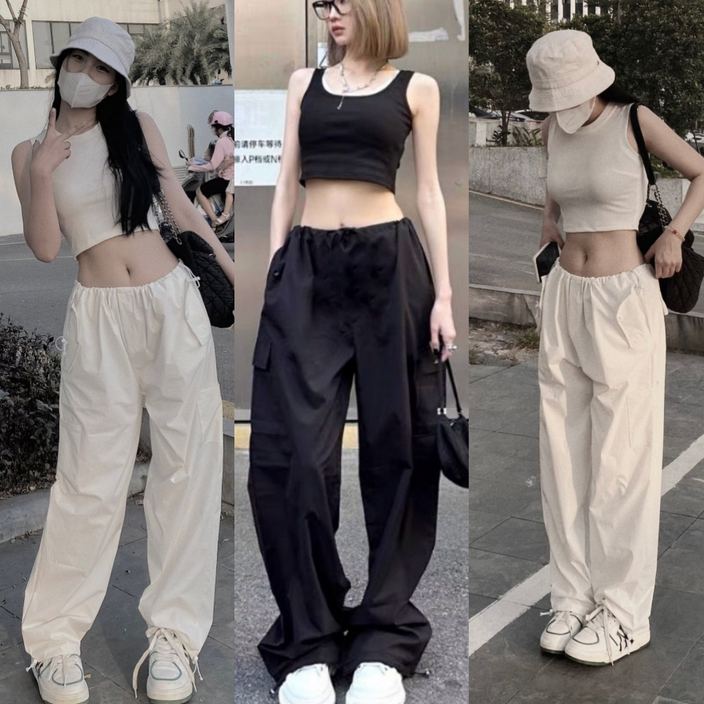 Women Khaki Solid Cotton Pants With Partially Elasticated Waistband And Two Side Pockets