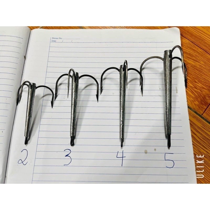 Sharp three-point fishing hook - touches and has all numbers 1-5 (Comes ...