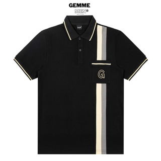 Big Size GEMME MEN polo t-shirt with stand stripe pattern with pocket ...