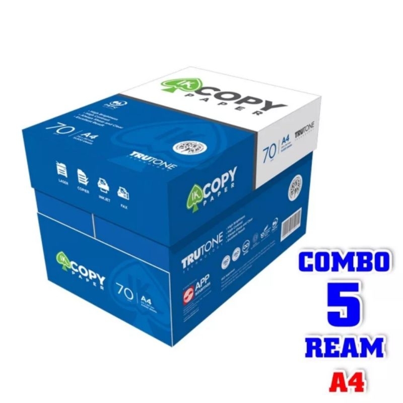 Box Of 5 Ream Paper A4 70gsm IK Coppy (500 Sheets) Shopee Singapore