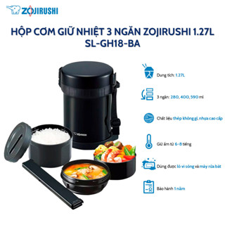 ZOJIRUSHI Vacuum Thermos Insulated Lunch box Bento Food Container  SL-GH18-BA