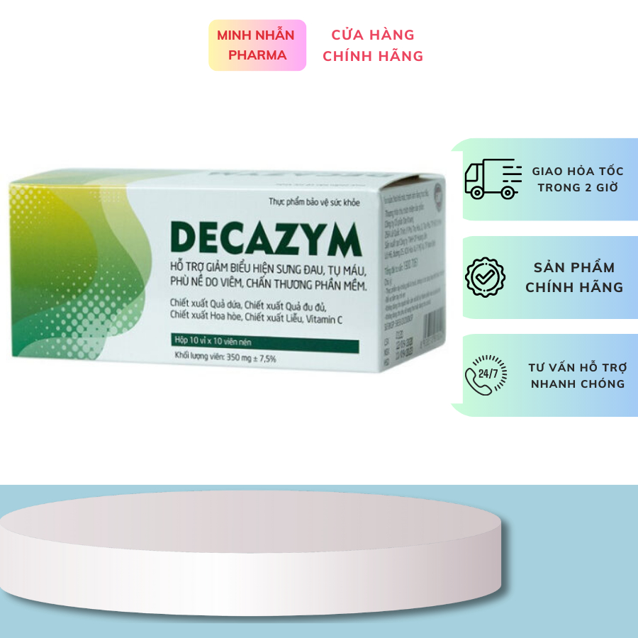 Decazym Oral Tablets, Aids In Reducing Edema Caused By Inflammation