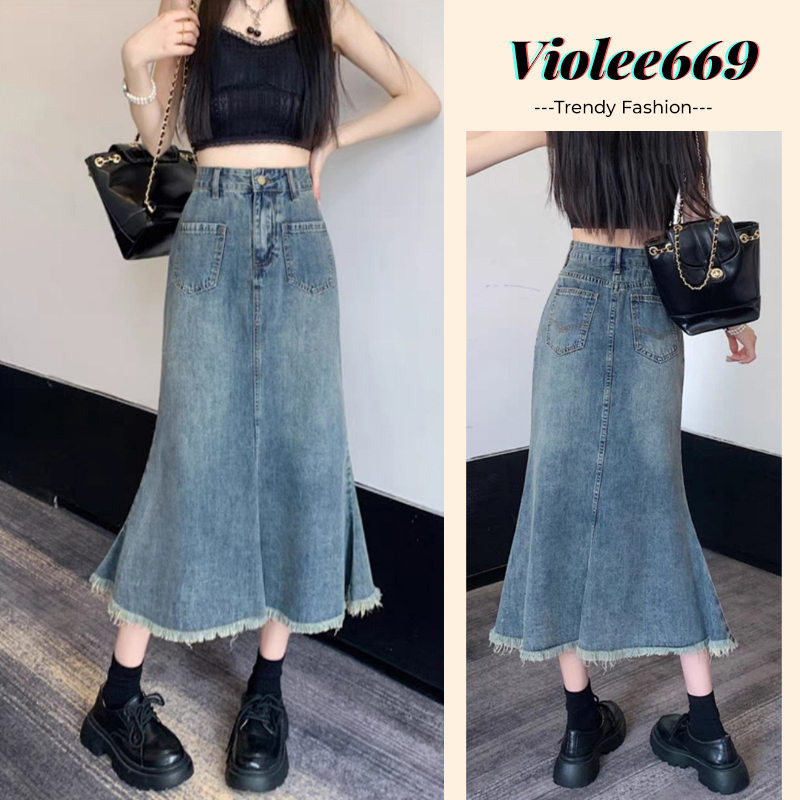 Timo long spread fishtail skirt is very beautiful, soft fabric Midi ...