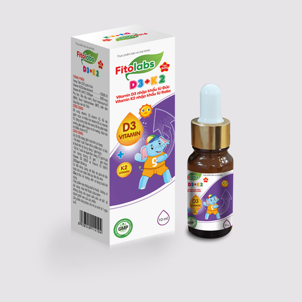 Vitamin D3K2MK7 Fitolabs Droplets Help Absorb Calcium, Increase Height For Baby Box Of 1 Bottle