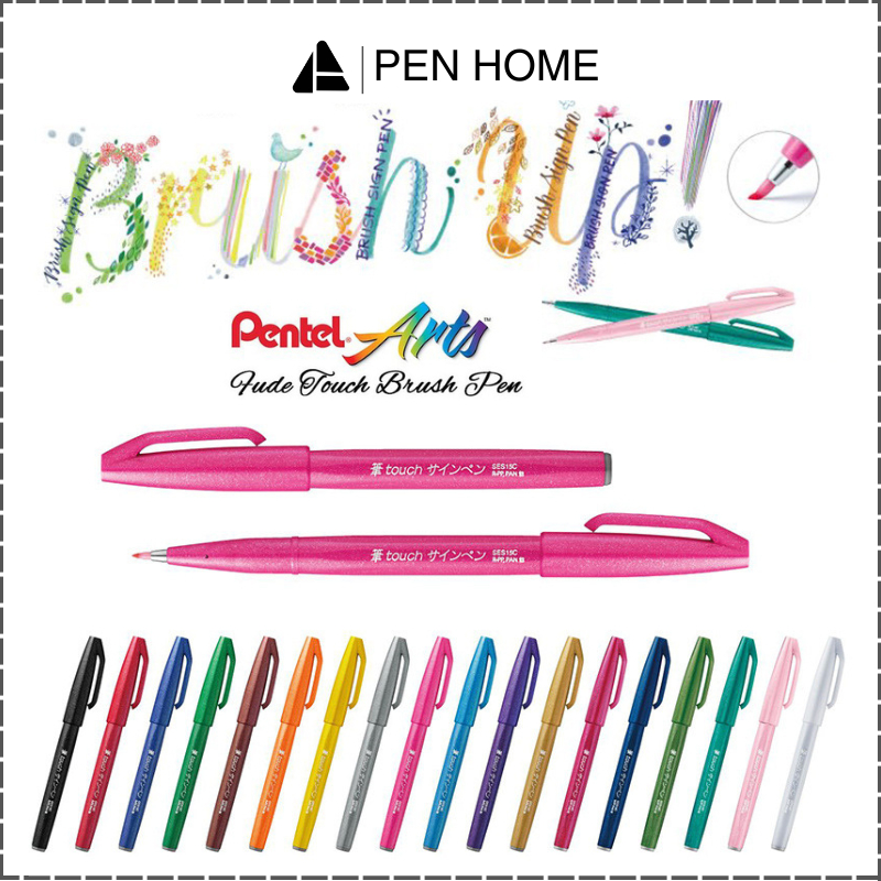 Pentel Fude Touch Brush Sign Pen SES15C Calligraphy Pen (Genuine ...