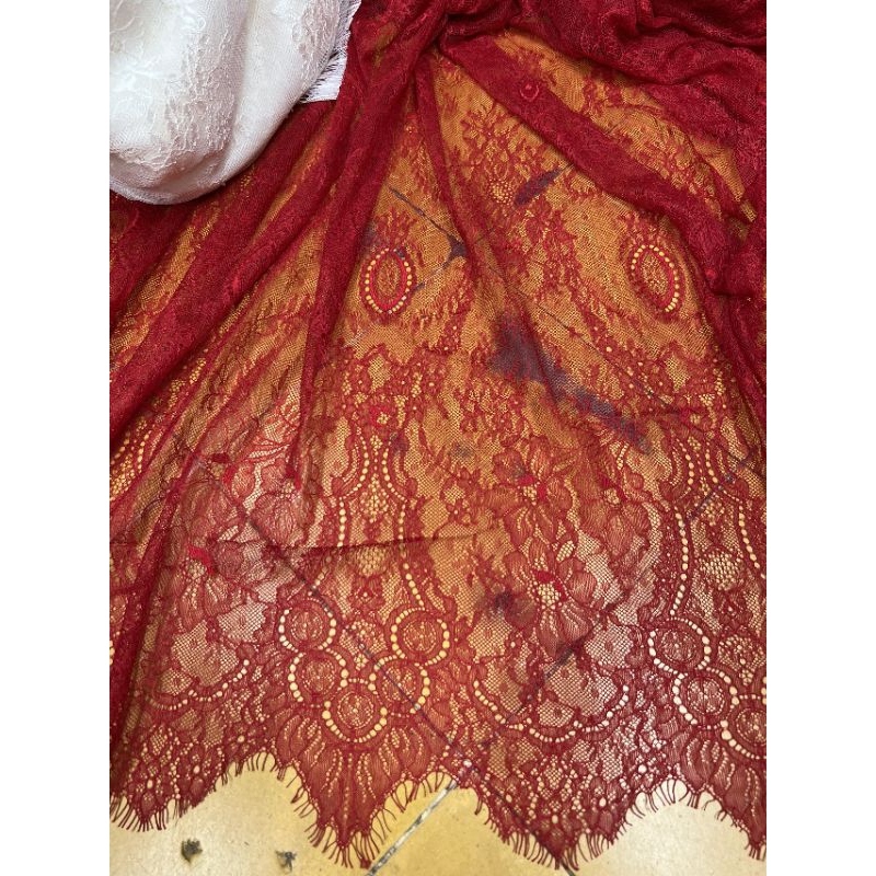 Thin eyelash lace fabric with double-edged lace legs | Shopee Singapore
