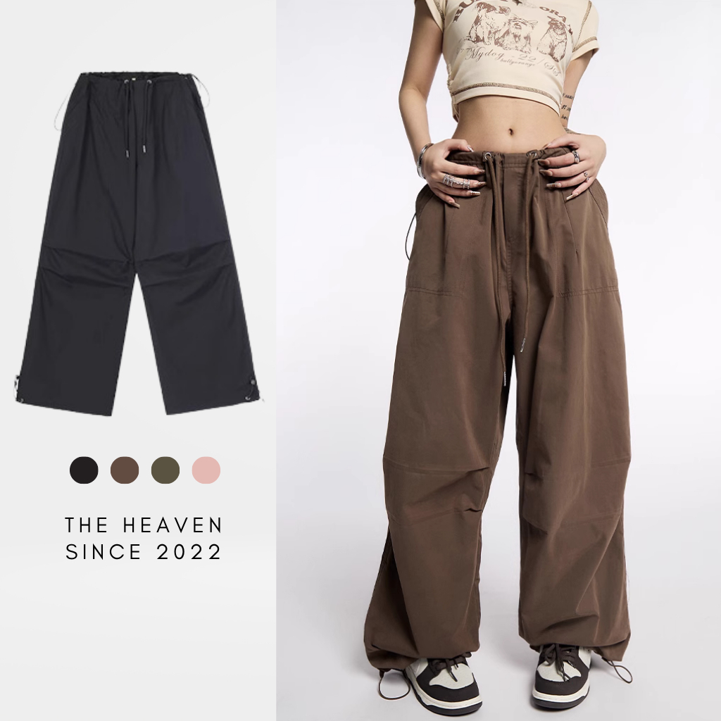 Parachute THE heaven Pants Cold Elastic Khaki Pants With Drawstring New