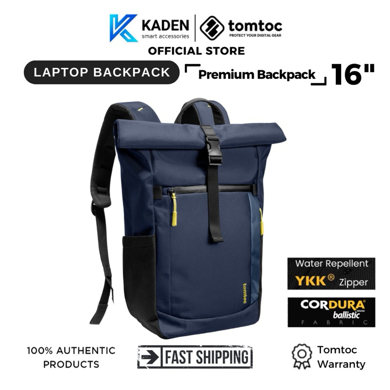 tomtoc Roll Top Laptop Backpack, Lightweight, Water