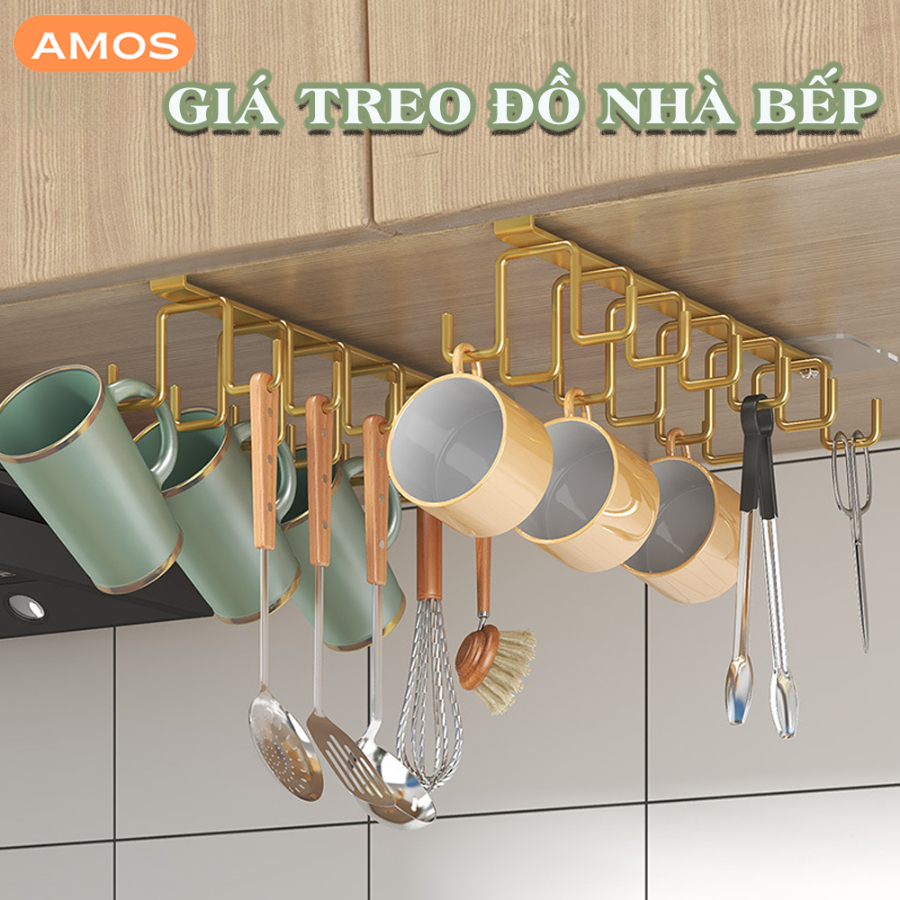 Rack Of 12 Convenient MultiPurpose Hangers Clamped Under Kitchen