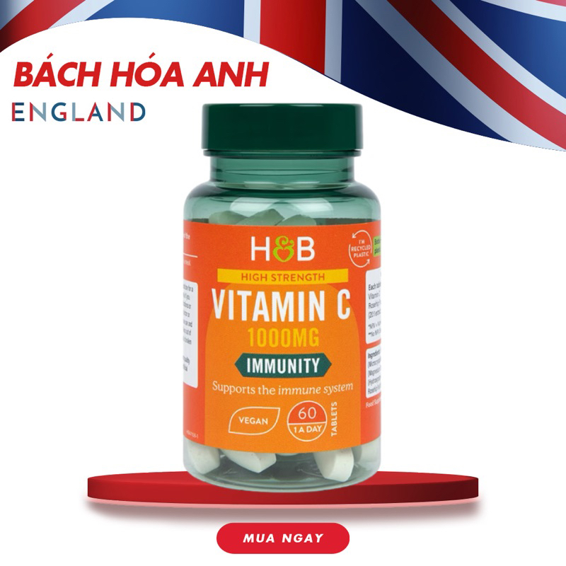 [Standard English] Vitamin C 1000mg & Rose Hips 60 capsules reduce