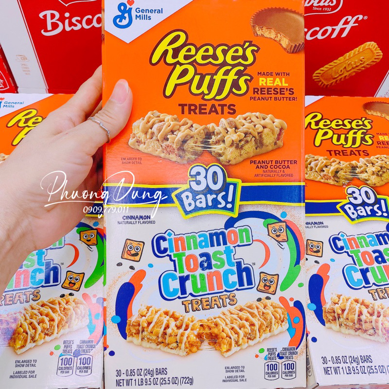 30 Bars Of Reese's Puffs Treats Cinnamon Toast Crunch General Mills Usa