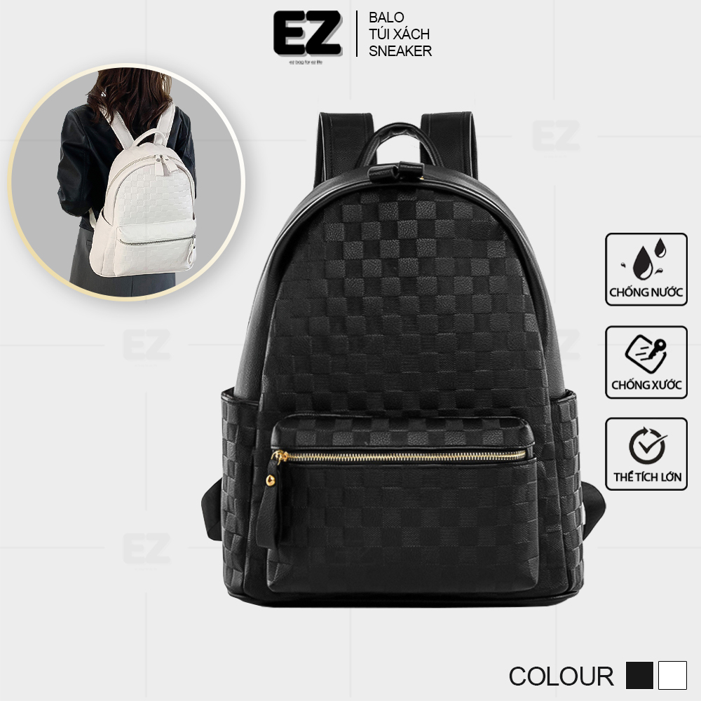 Checkered best sale leather backpack