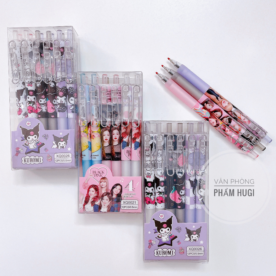 Box Of 12 Cute BlackPink, Kuromi Ballpoint Pens (Cannot Be Erased Type