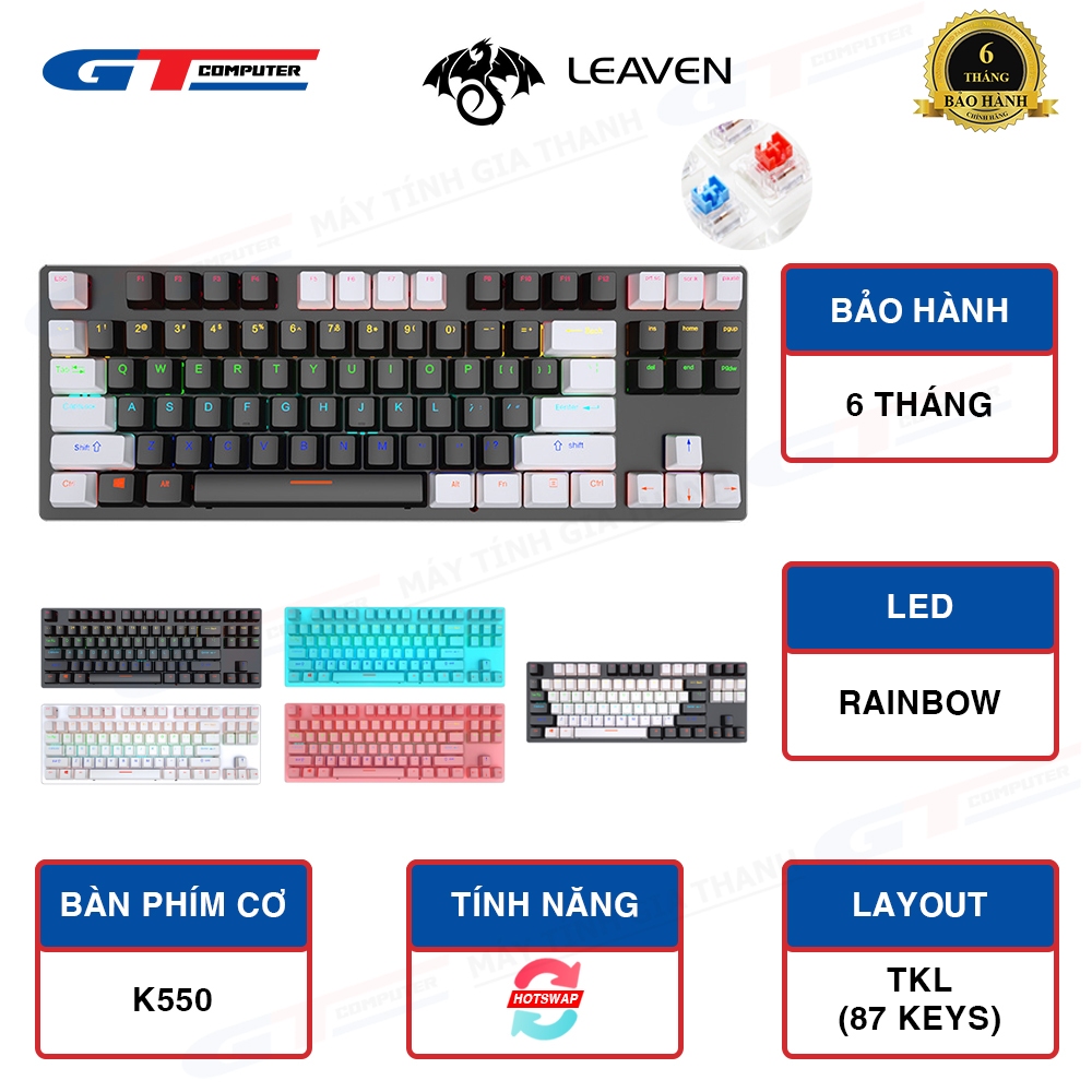 K550 LEAVEN Gaming Blue Switch Mechanical Keyboard | Red Switch TKL 87 ...