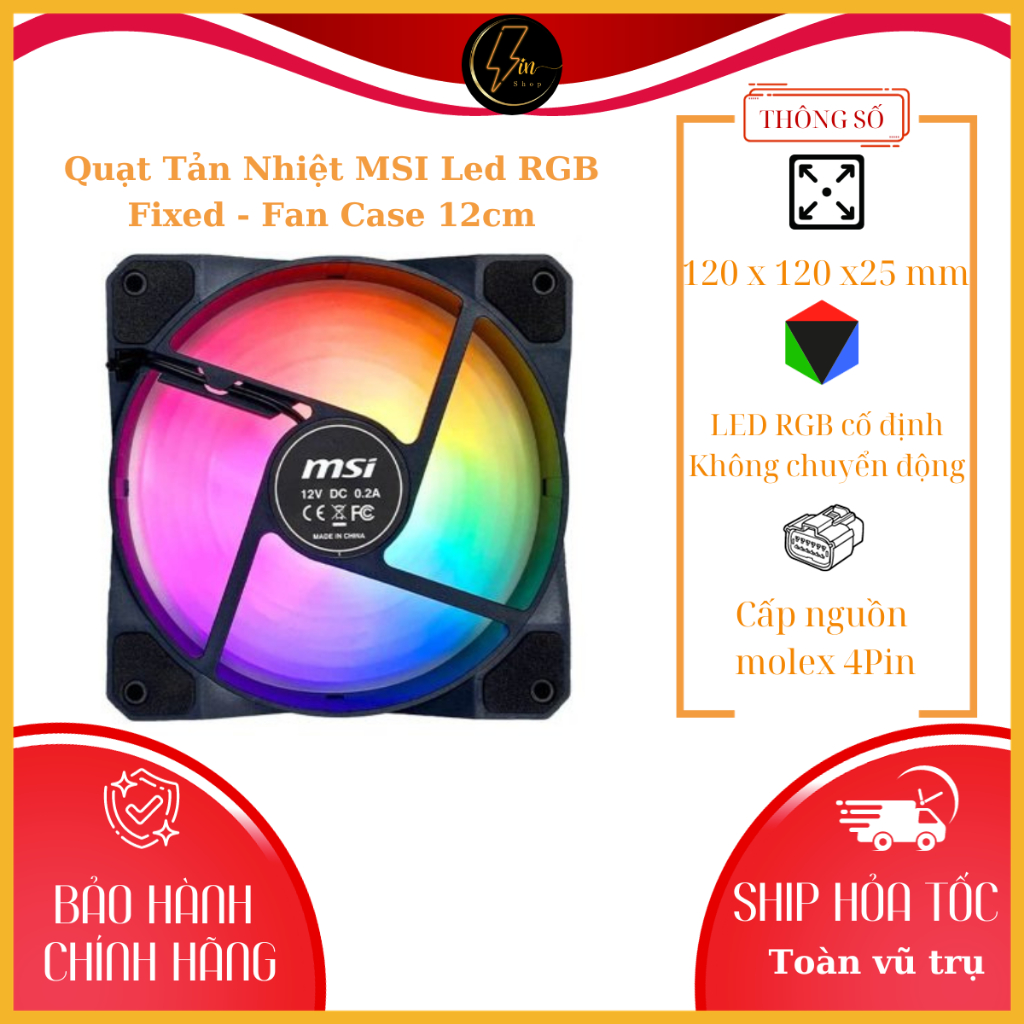 Msi Led Fixed RGB Radiator Fan - Fan Case 12cm - Genuine Product ...