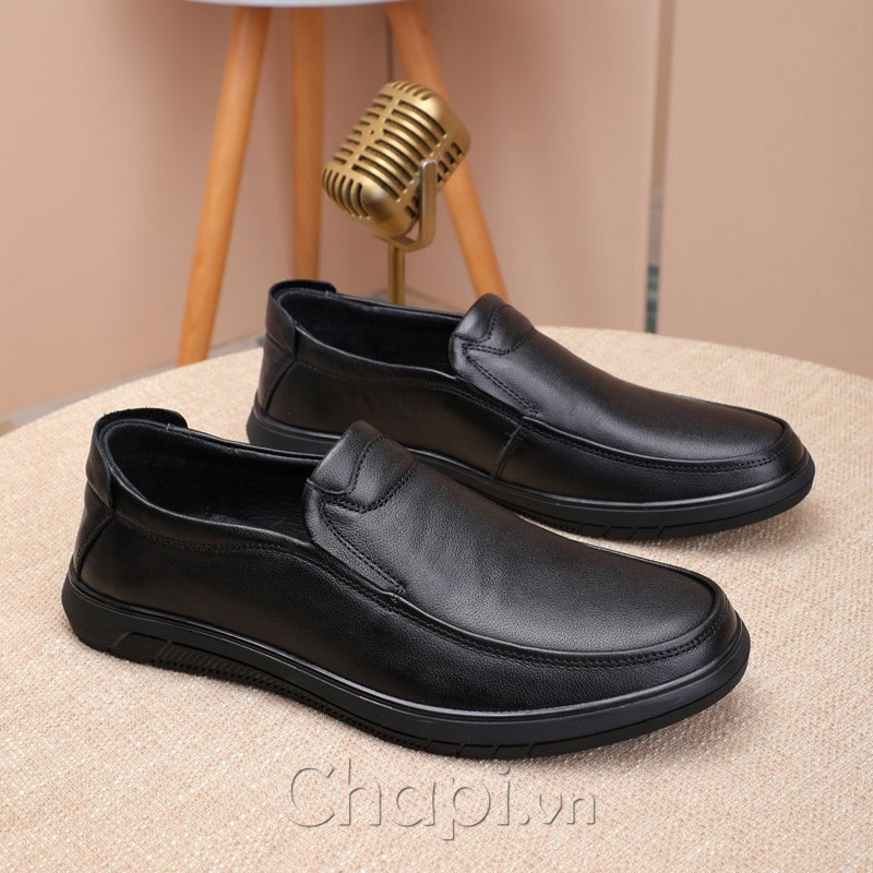 Genuine men's leather office loafers with high quality leather, super
