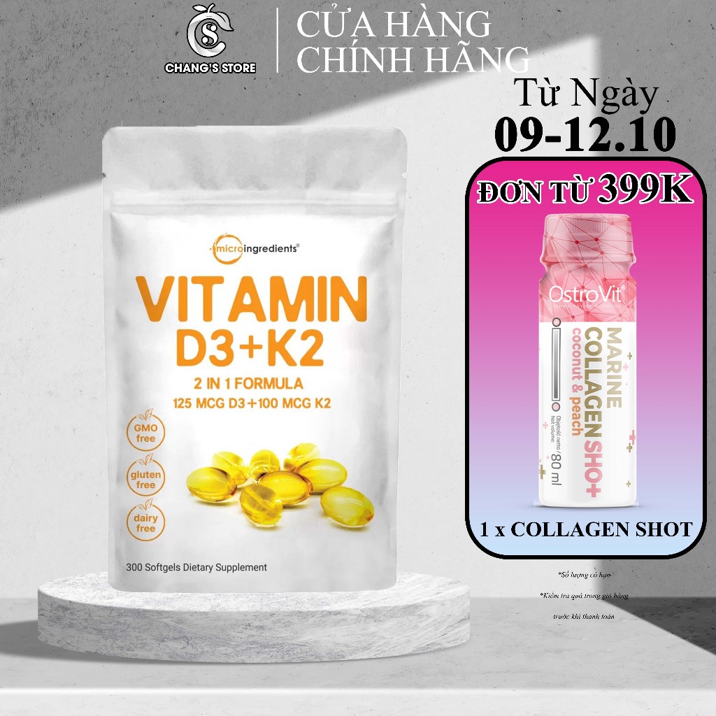 Micro Ingredients Vitamin D3 + K2 300 Tablets Shopee Singapore