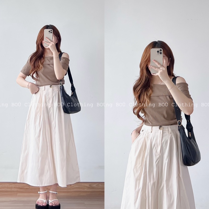 BOÓ Clothing simple off-the-shoulder shirt with diagonal flap (real ...