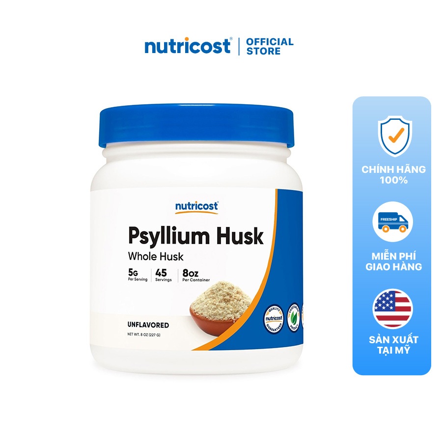 Nutricost Psyllium Husk (Whole Husk) Powder (45 Servings) Imported Us