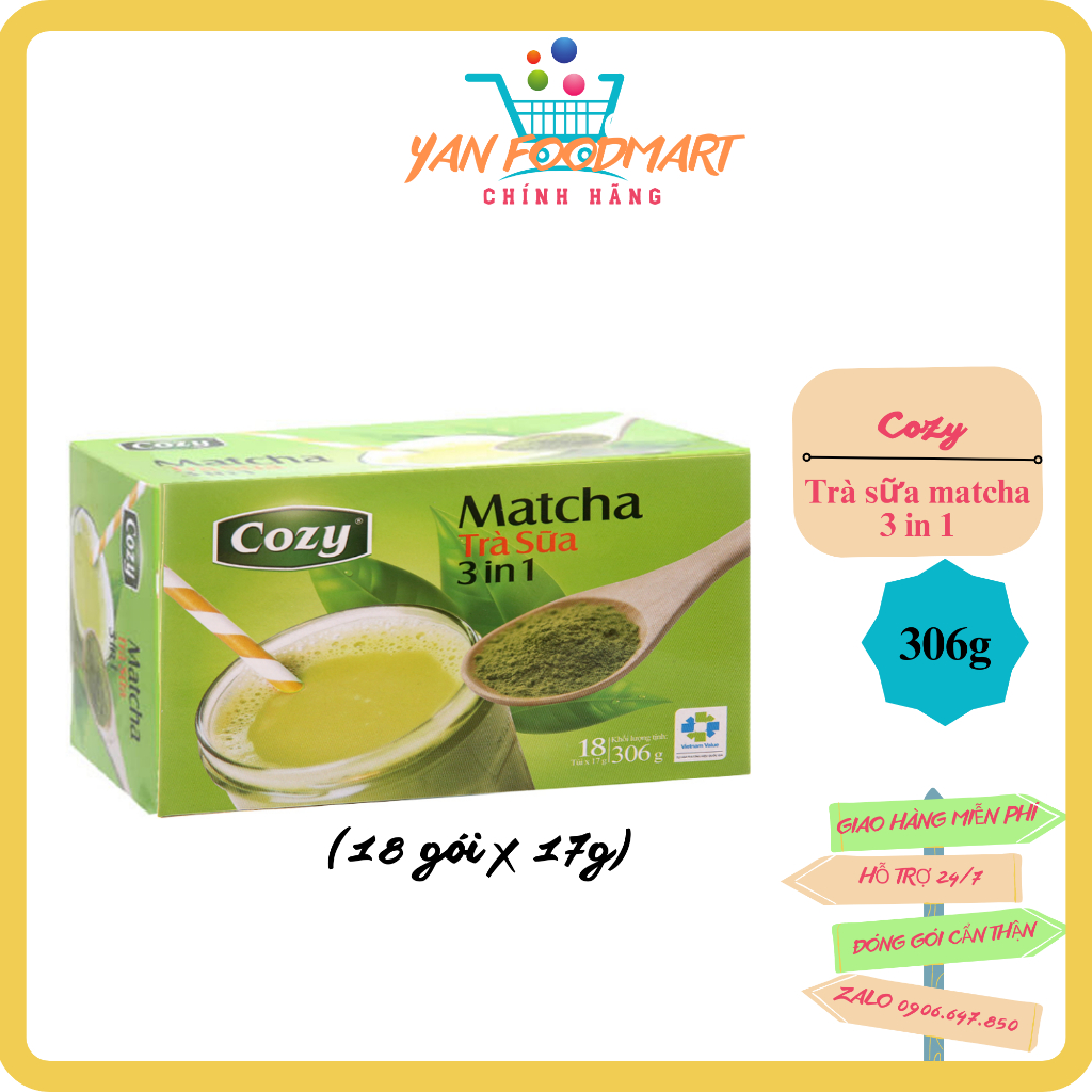 Matcha Cozy Milk Tea 3 in 1 Box Of 306g (18 Packs x 17g) Shopee Singapore