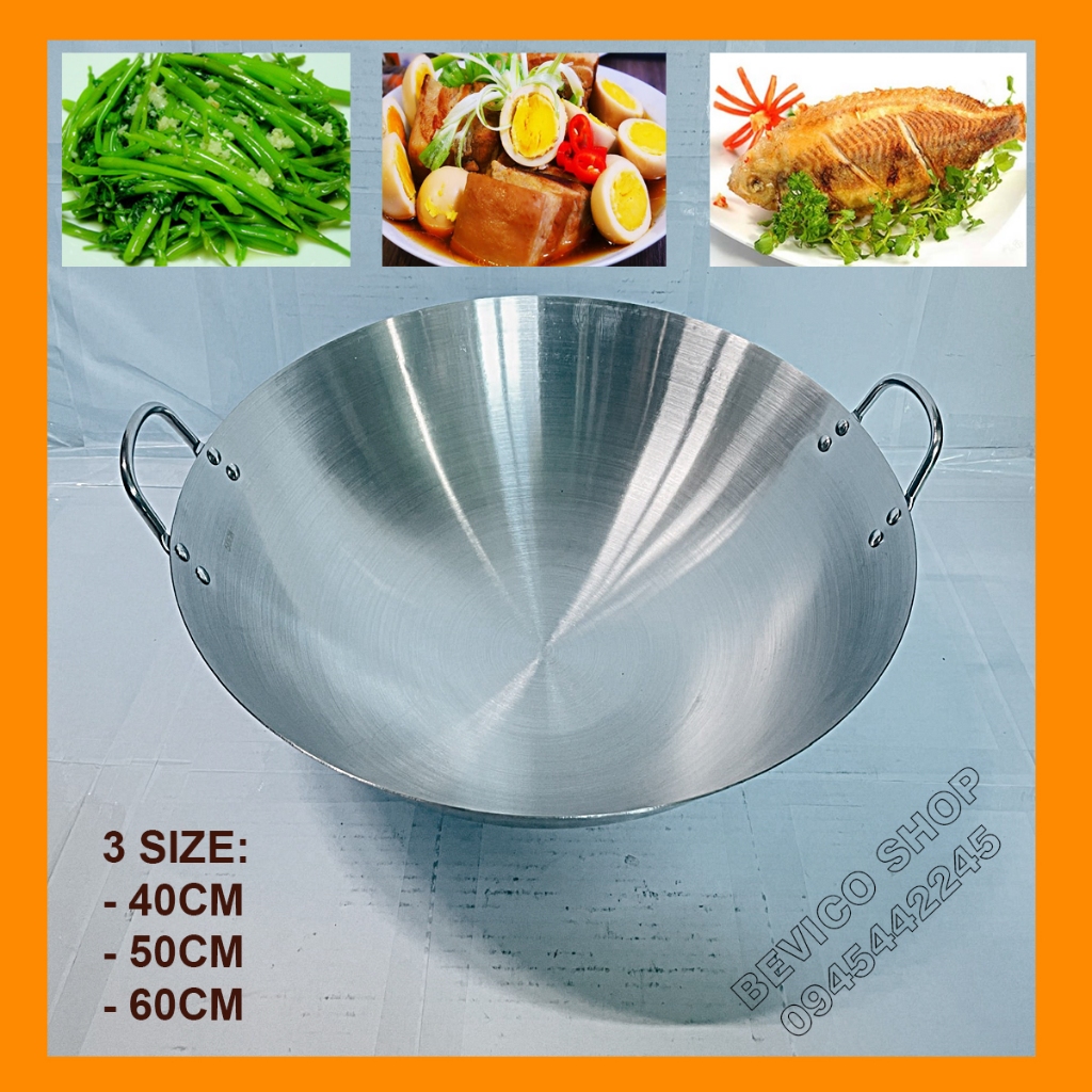 2-handed Stainless Steel Pan | 2 sizes 50CM, 60CM | Shopee Singapore
