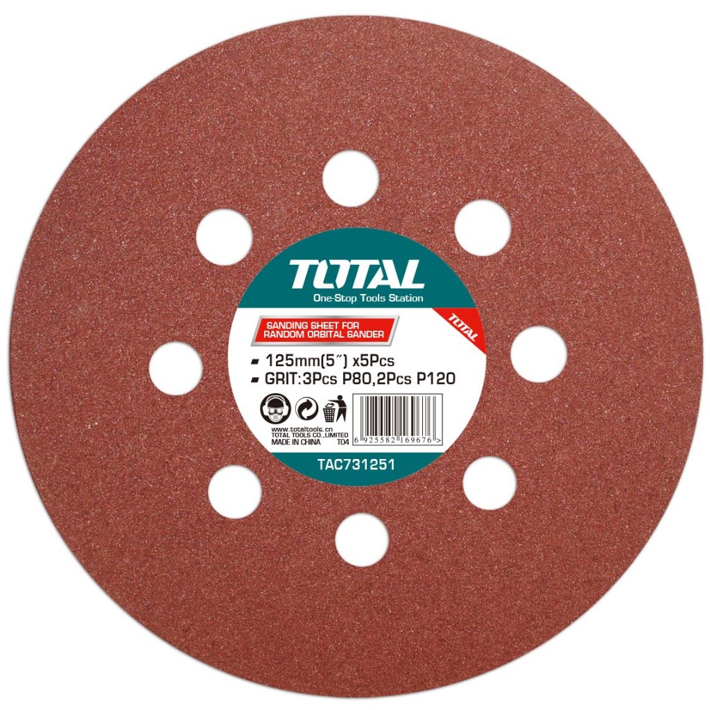 TAC TAC731251 Round Sanding Paper Diameter 125mm / Gum 3 pieces P80 and ...