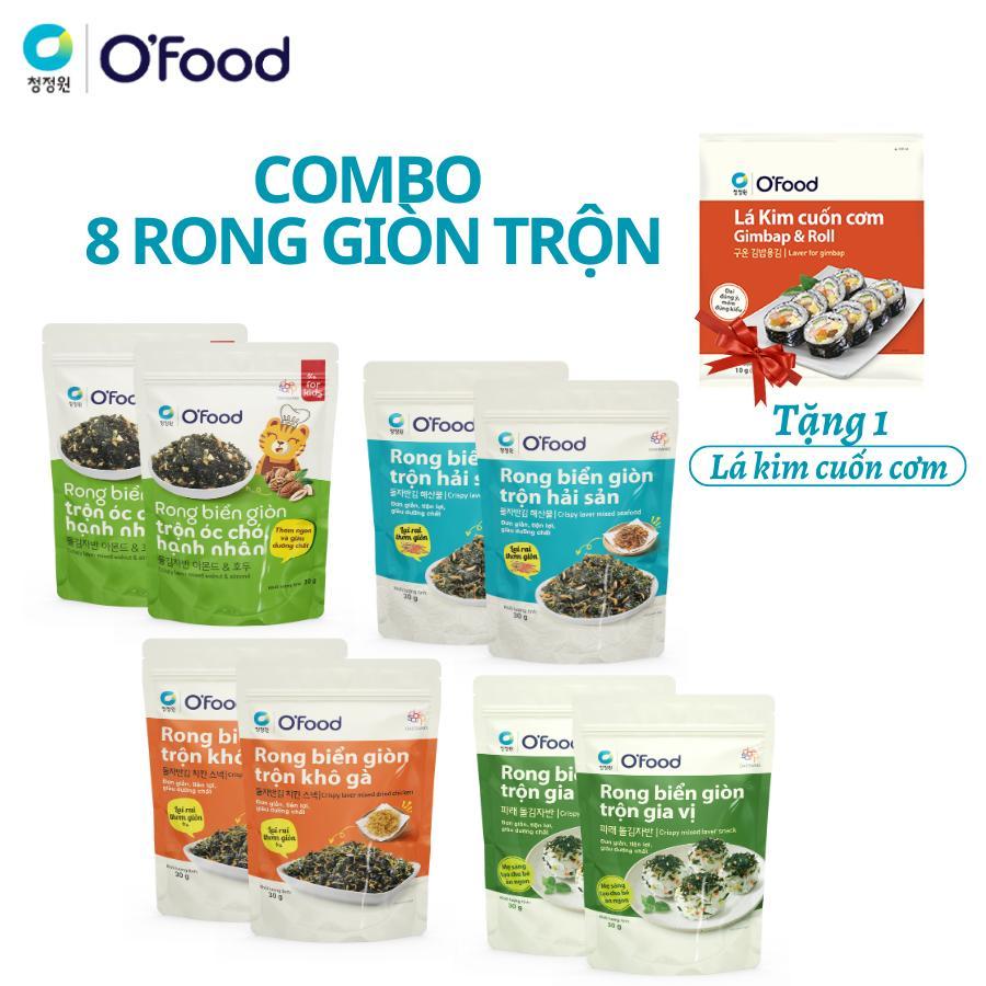 [Free 1 Rice Needle] Combo 8 Crispy Seaweed Mixed 4 Flavors O'food 40g ...